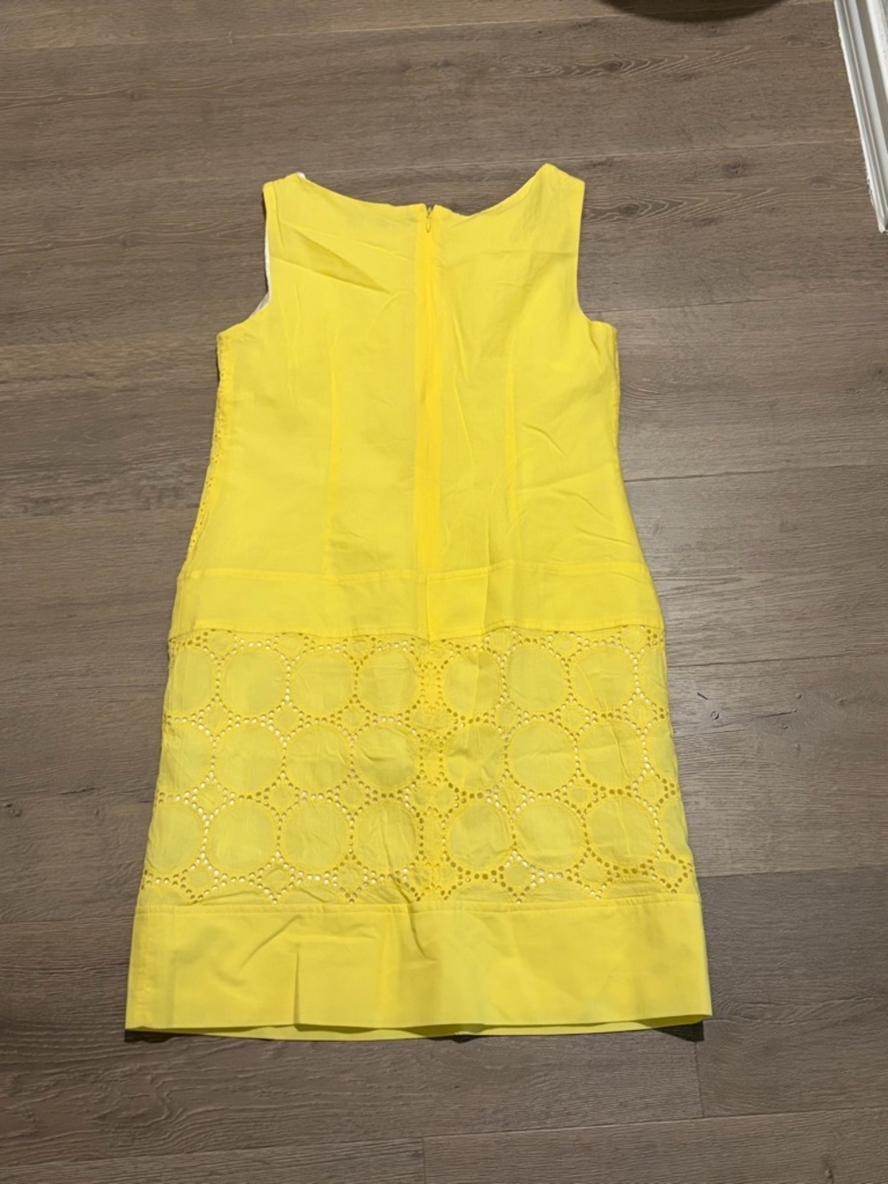 Sandra Darren Bright Yellow Eyelet Sleeveless Midi Dress - Picture 2 of 7